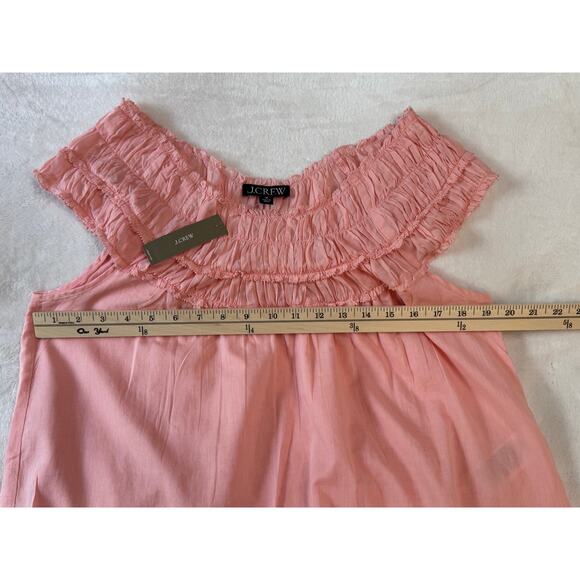 J Crew Peach Sleeveless Tank Top Coral Ruffled Crop Top Blouse Size M NWT - Picture 5 of 9